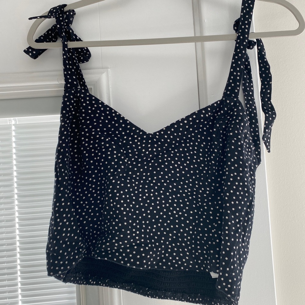 Abercrombie Polka Dot Cropped Tank Top Bow tied sleeve
